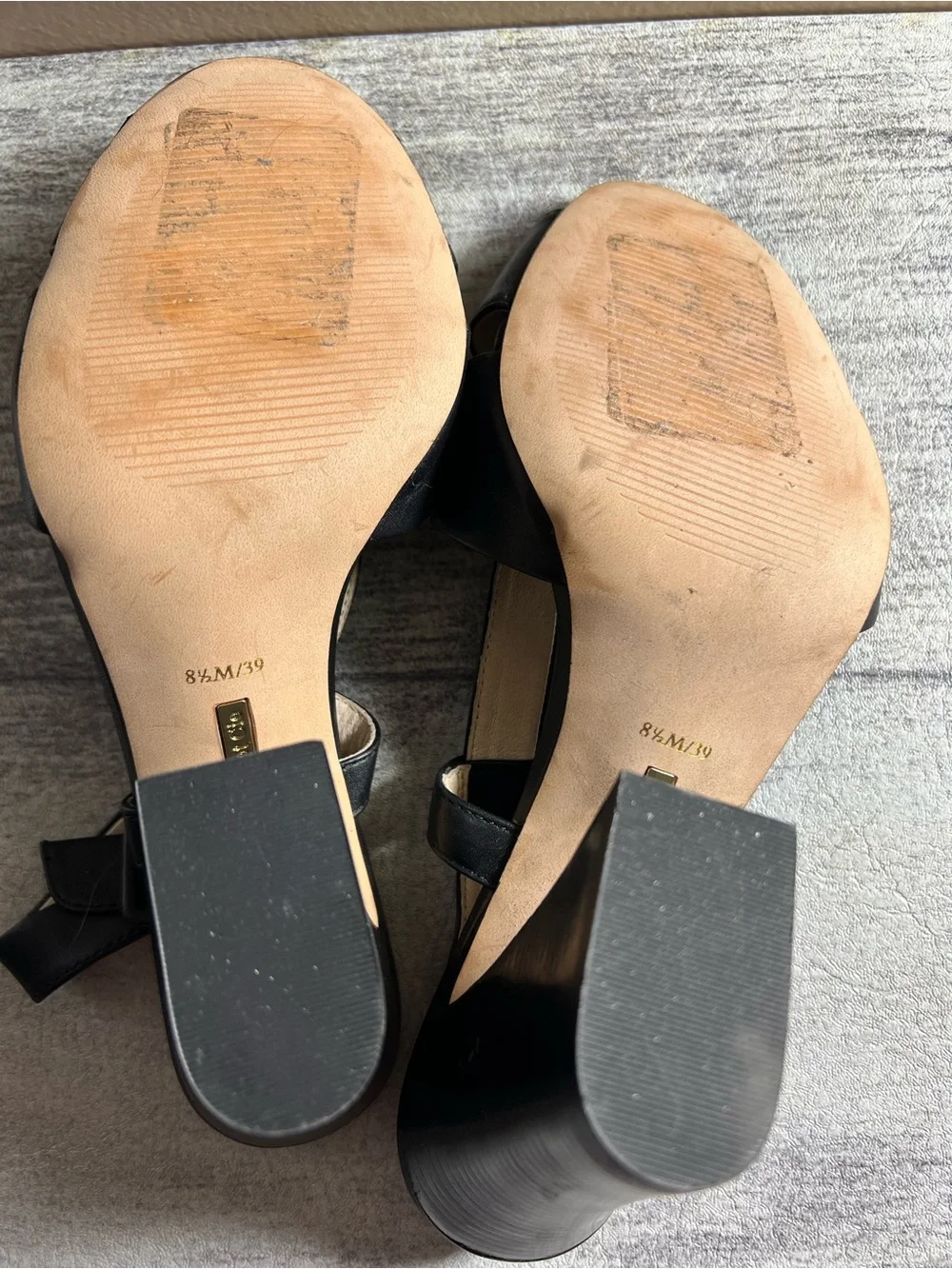 Louise et Cie Lo-Kalee open toe Leather high heel pumps black size 8.5 M Heel is